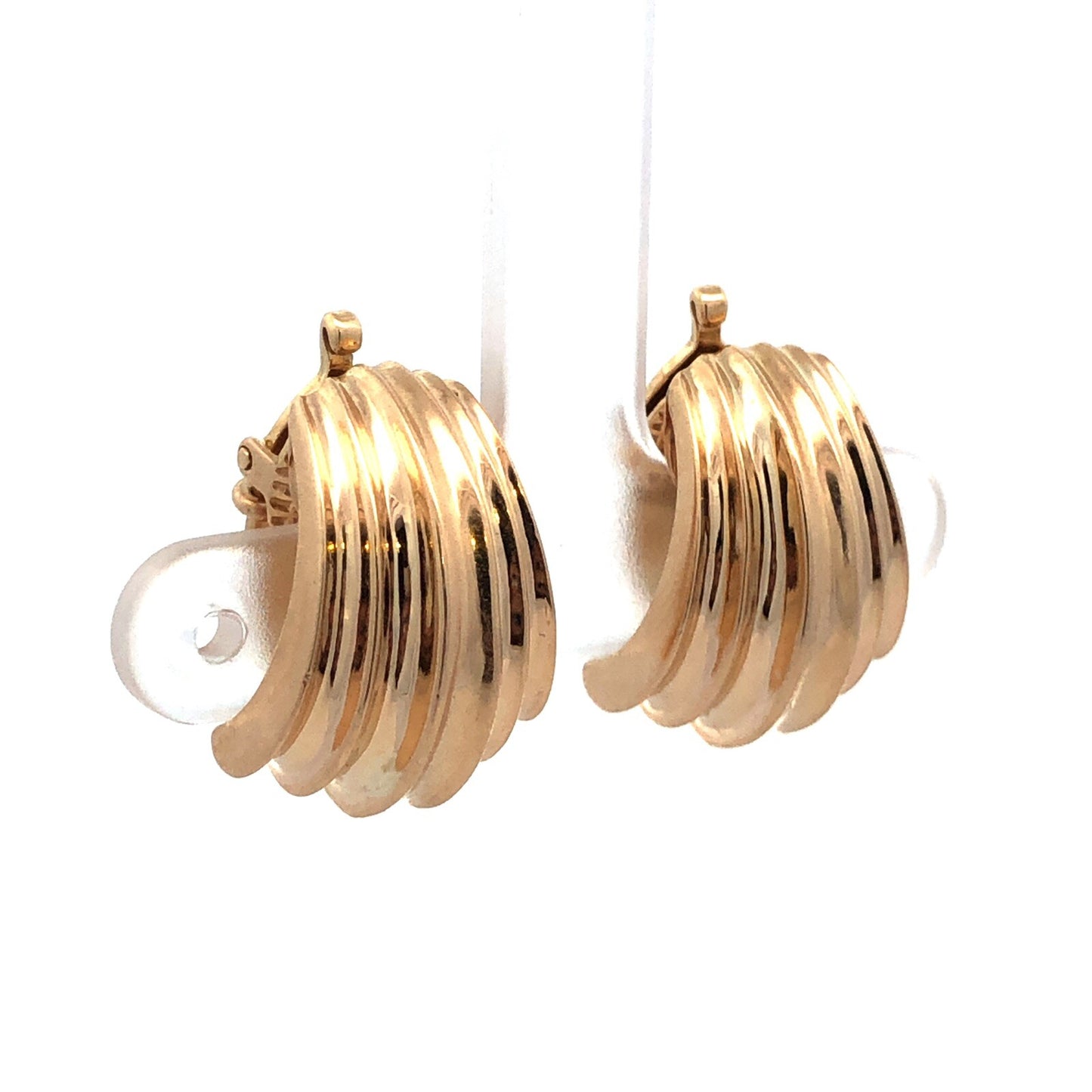 Designer Tiffany & Co. 14K Yellow Gold Textured Chunky Clip On Stud Earrings