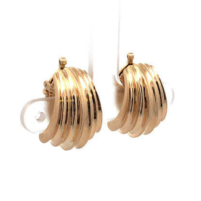 Designer Tiffany & Co. 14K Yellow Gold Textured Chunky Clip On Stud Earrings