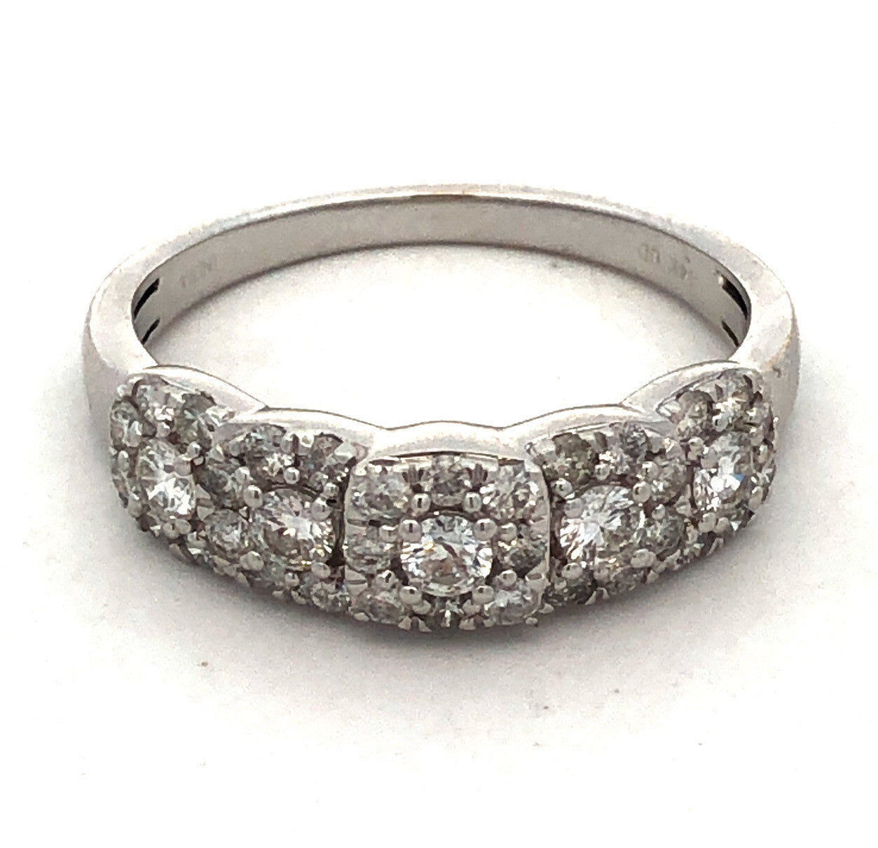 Designer UD 14K White Gold Diamond Halo Cluster Wedding Anniversary Band Ring