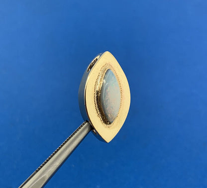 Vintage 10K Yellow Gold Marquise Opal Cabochon Slide Bracelet Charm