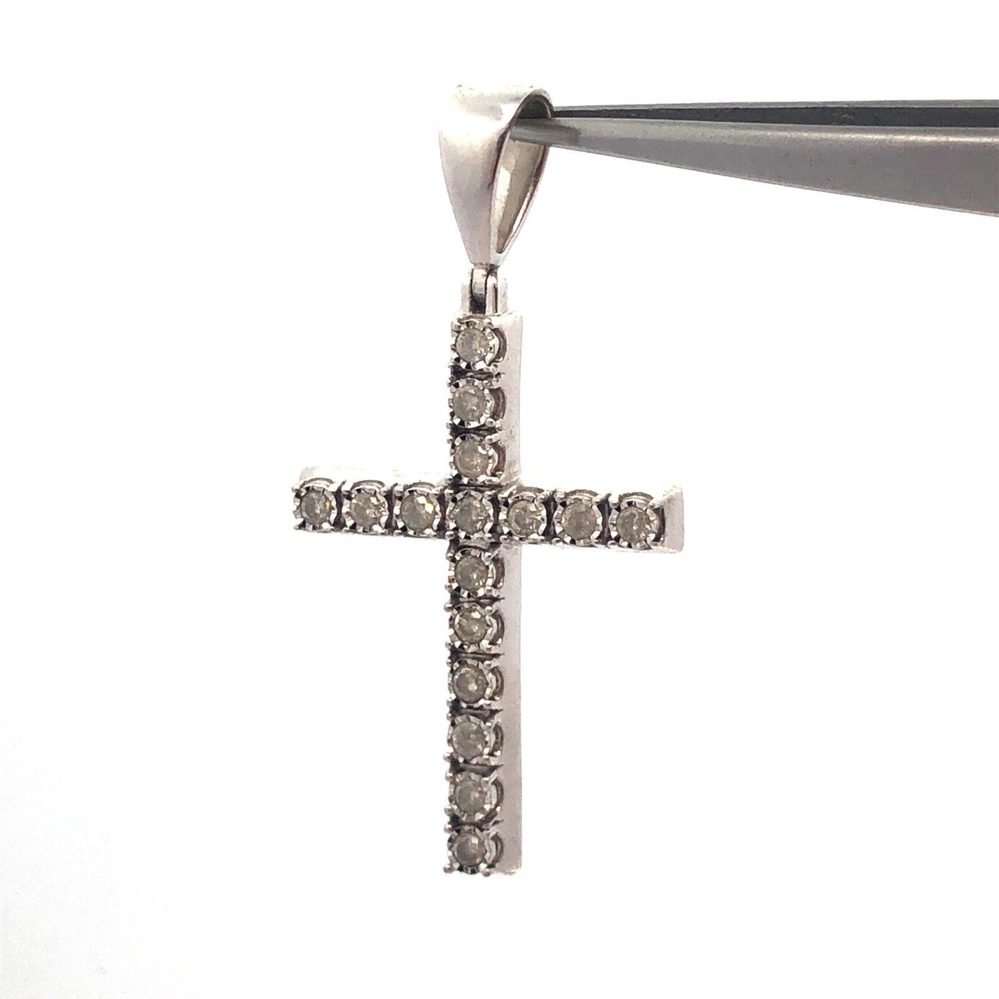 Designer Dadwani 10K White Gold Diamond Religious Communion Unisex Cross Pendant