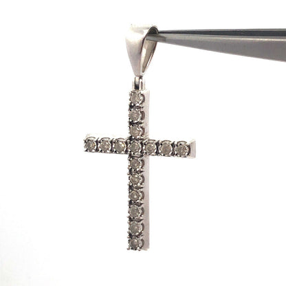 Designer Dadwani 10K White Gold Diamond Religious Communion Unisex Cross Pendant