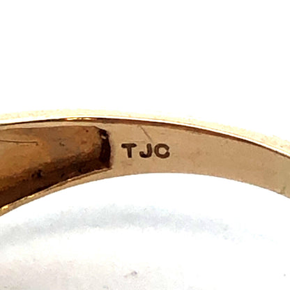 14K Yellow Gold Designer TJC Blue Sapphire Diamond Accent Anniversary Band Ring