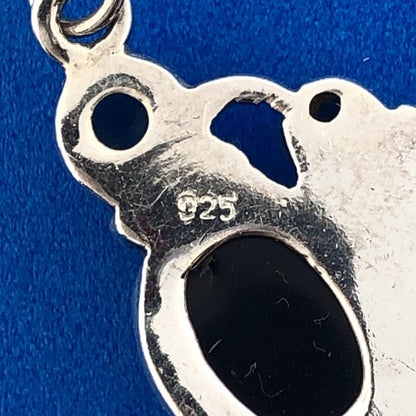 Modernist 925 Sterling Silver Black Onyx Smoky Quartz Drop Dangle Earrings