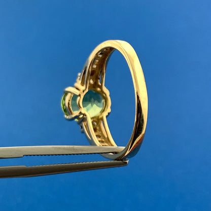 Designer 14K Yellow Gold Oval Peridot Diamond Accent August Anniversary Ring