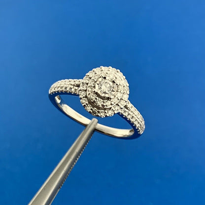 Zales 10K White Gold Diamond Solitaire Double Halo Accented Engagement Ring