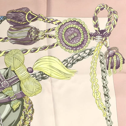 Hermes Carre 90 Silk Le Timbalier Twill Violet Rose Pink Neckerchief Scarf