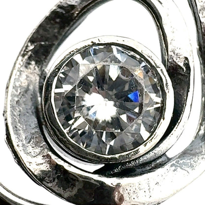 Designer Israel 925 Sterling Silver Cubic Zirconia Crop Circle Dangle Earrings