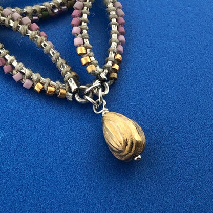 Chan Luu Sterling Silver 925 Colorful Beaded Triangular Bib 17.5" Necklace