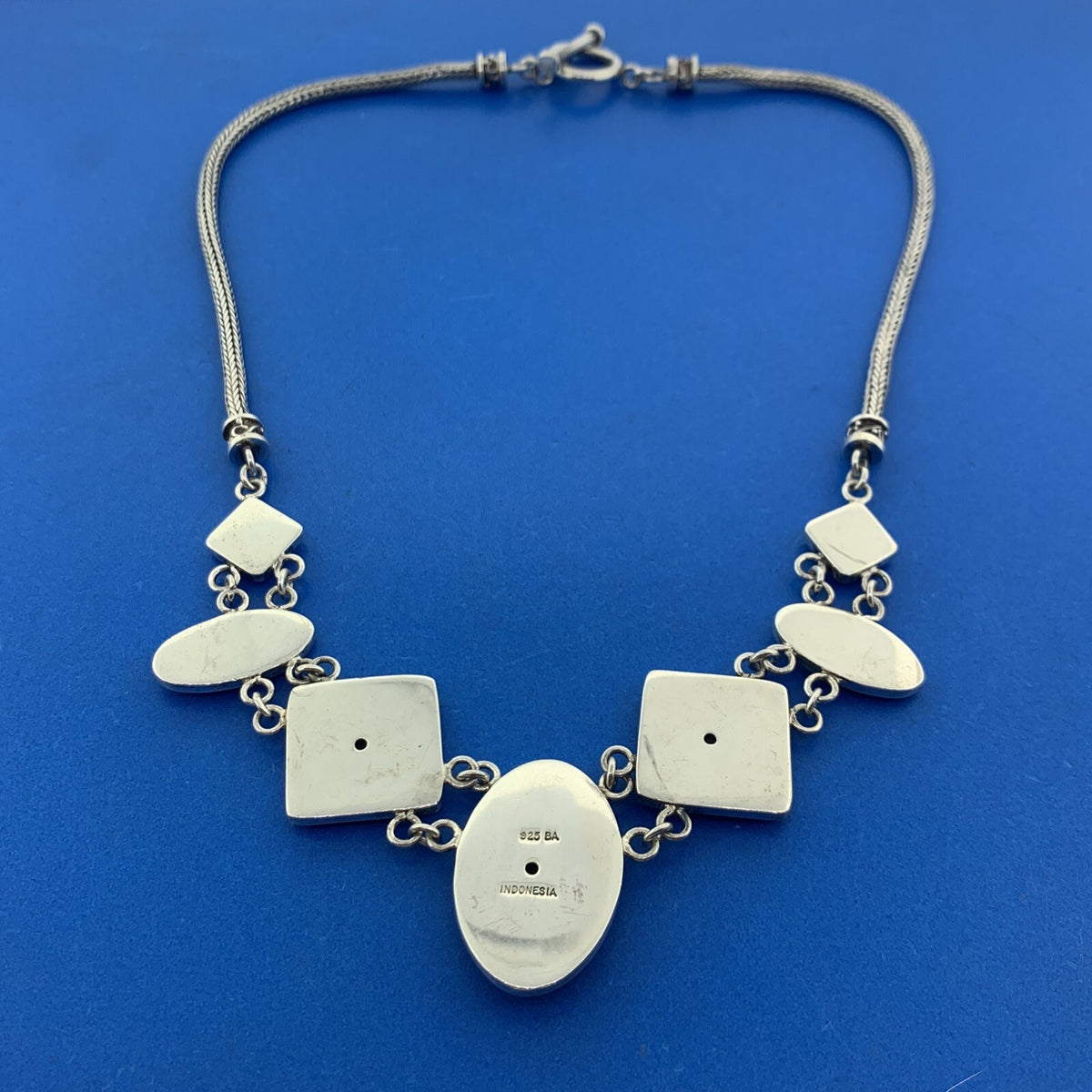 Retro BA Suarti Sterling Silver Balinese Scroll Dot Statement Toggle Necklace
