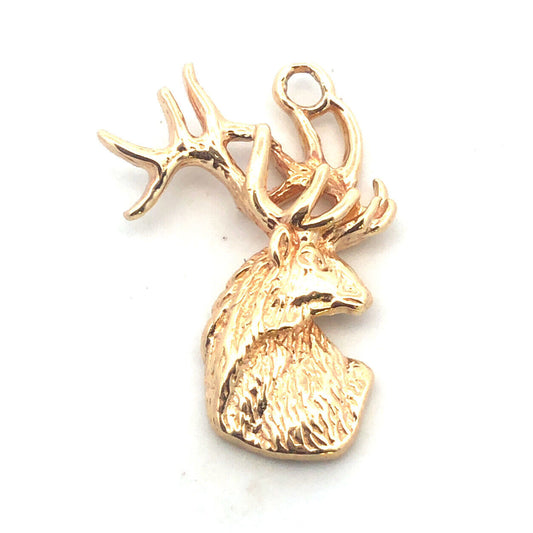 Designer 14K Yellow Gold Deer Buck Hunting Pendant