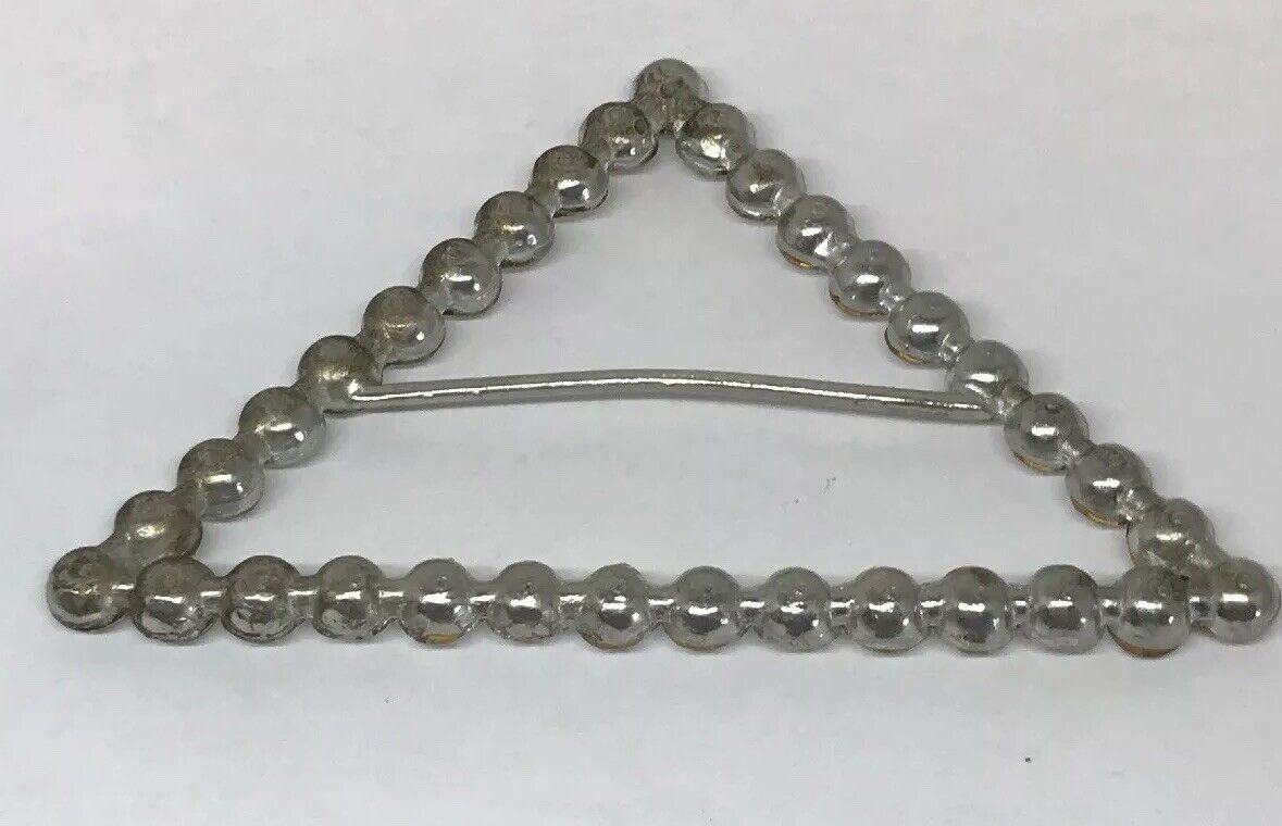 Dramatic Vintage Runway Silver Tone Rhinestone Triangle Scarf Belt Slide Buckle