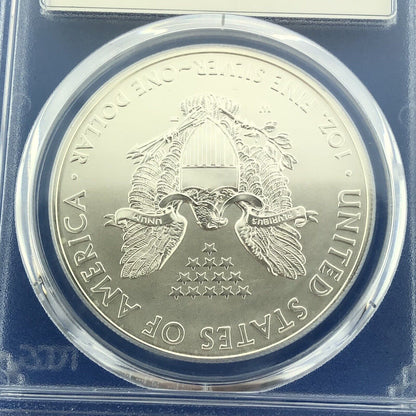 2015 W Burnished 1 Oz American Silver Eagle John Mercanti Label PCGS SP70