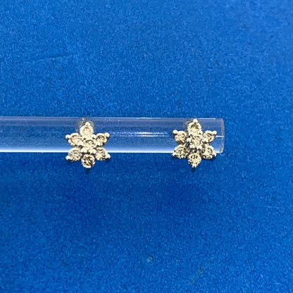 Designer Mexico 14K Yellow Gold Diamond Floral Cluster Starter Stud Earrings