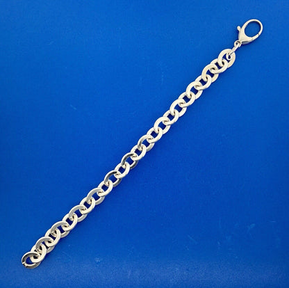 Designer 925 Sterling Silver Flat Circle Link Statement Fashion Charm Bracelet