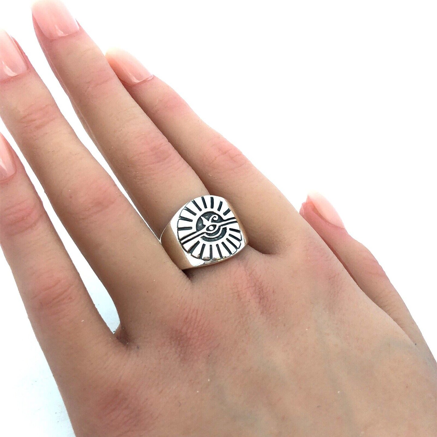 925 Sterling Silver Eye Of Providence Seeing Eye Sunbeam Statement Ring