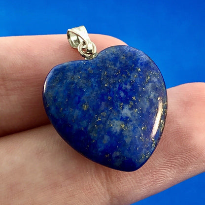 Ladies Silver Tone Lapis Lazuli Heart Power Vision Spirit Statement Pendant