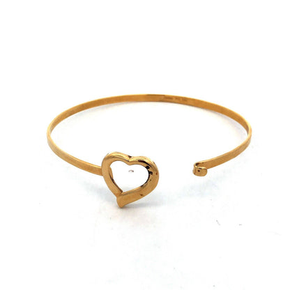 MWS 925 Sterling Silver Gold Vermeil Heart Love Anniversary Bangle Bracelet