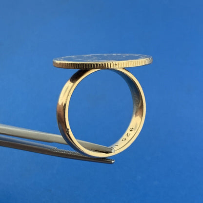 Vermeil Sterling Silver 925 1979 Lire Repvbblica Italiana Coin Ring Size 9.75