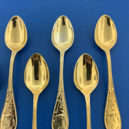 Tiffany & Co Vermeil Gold Washed Sterling Silver 925 Audubon Demitasse Spoon