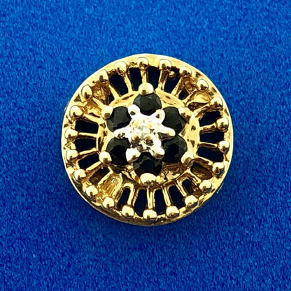 Designer OMG 10K Yellow Gold Blue Sapphire Cluster Slide Charm Diamond Accent