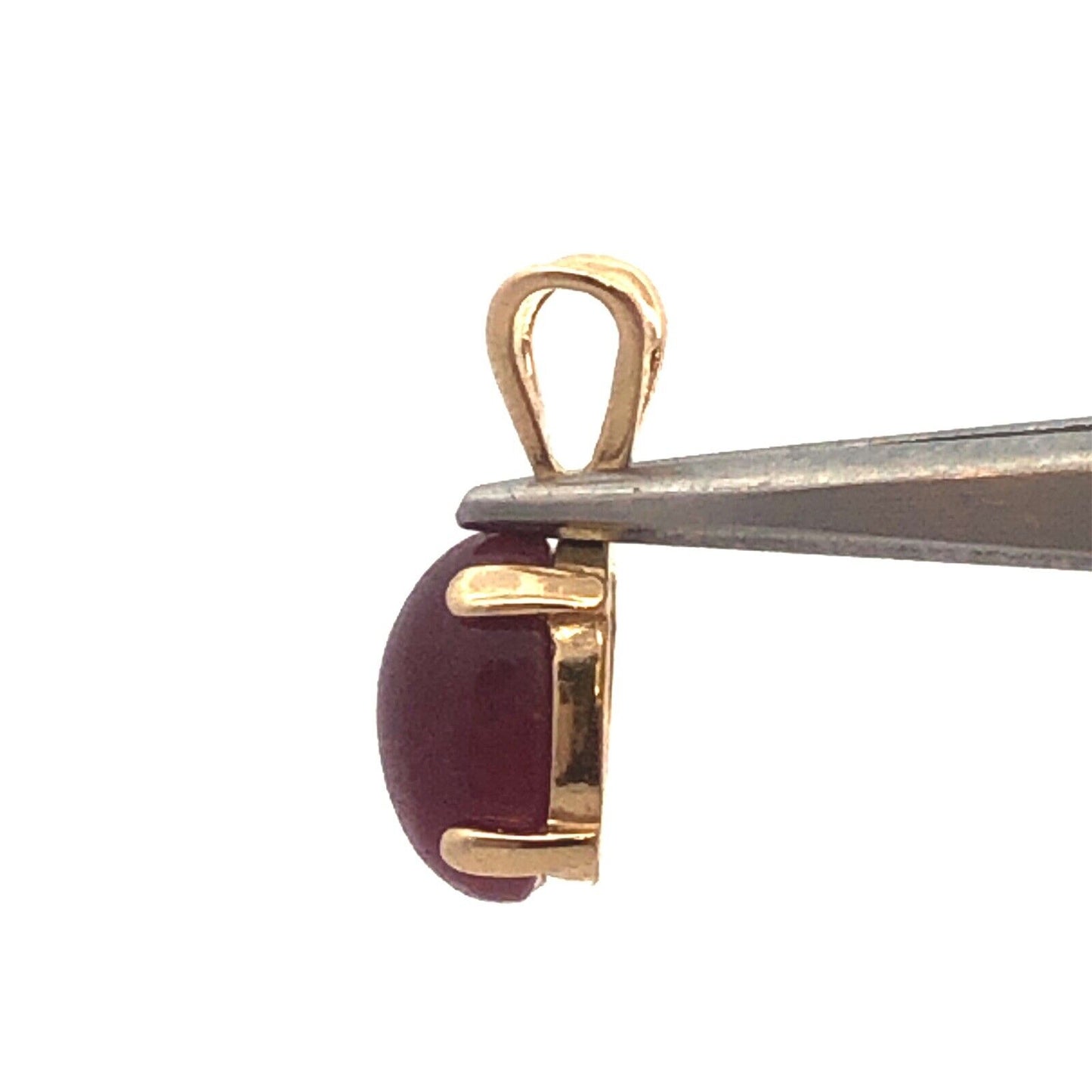 Designer 14K Yellow Gold Oval Purple Ruby Solitaire Pendant