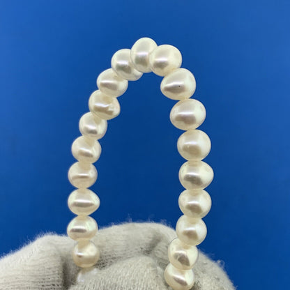 Designer 14K Yellow Gold White Pearl Bridal June Anniversary Beaded Bracelet