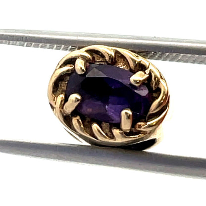 Estate Designer DDH 10K Yellow Gold Oval Amethyst Slide Bracelet Charm
