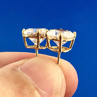 Stunning 14K Yellow Gold Round 4tcw Cubic Zirconia Wedding Bling Stud Earrings