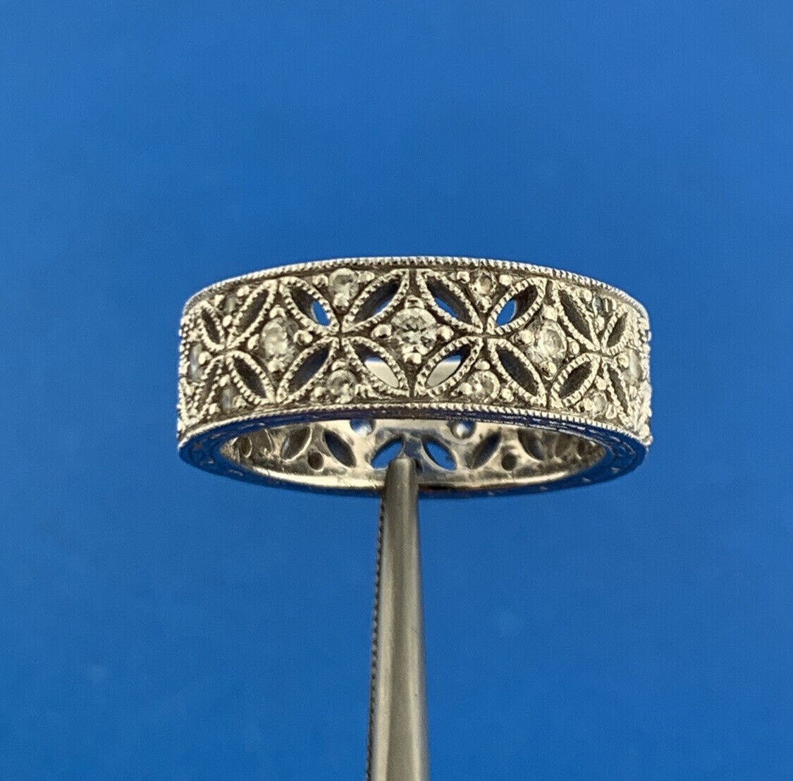 Tacori 925 Designer 925 Sterling Silver Cubic Zirconia CZ Art Deco Style Ring