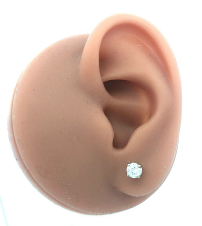 Stunning Classic Elegant 14K White Gold Diamond Solitaire 4-Prong Stud Earrings