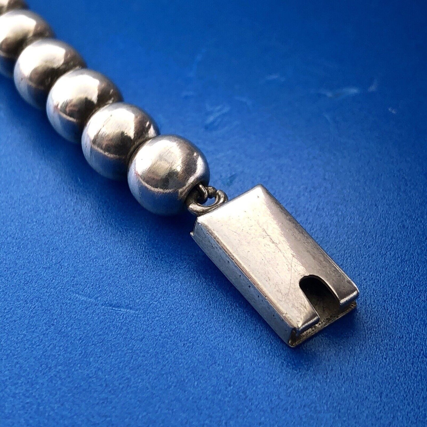 Vintage Taxco TD-29 Sterling Silver 925 Graduated Bead Ball Statement Necklace