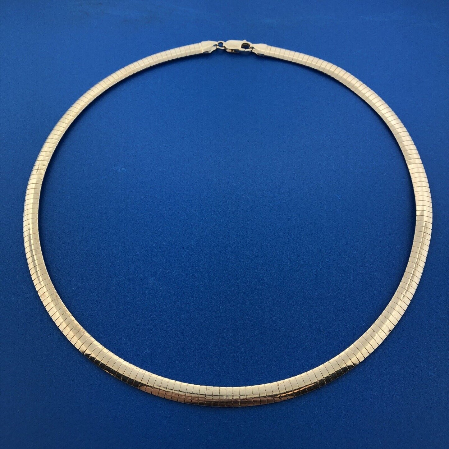 Classic Milor Italy Sterling Silver 925 Omega Snake Wide Choker Necklace