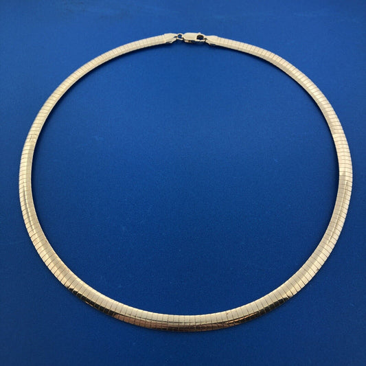 Classic Milor Italy Sterling Silver 925 Omega Snake Wide Choker Necklace