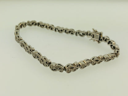 Tacori Sterling Silver 925 Cubic Zirconia CZ Open Scroll Link Tennis Bracelet