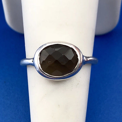 Designer Sterling Silver 925 Oval Smoky Quartz Topaz Fashion Ring