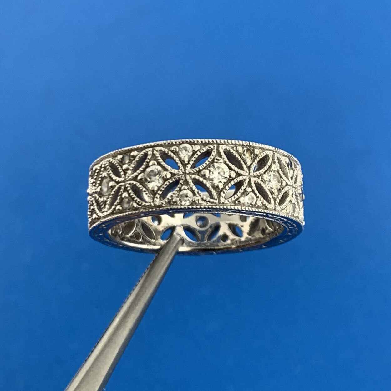 Tacori 925 Designer 925 Sterling Silver Cubic Zirconia CZ Art Deco Style Ring