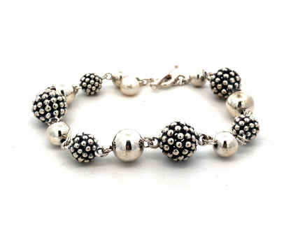 Michael Dawkins 925 Sterling Silver Pearl Textured Ball Beaded Toggle Bracelet