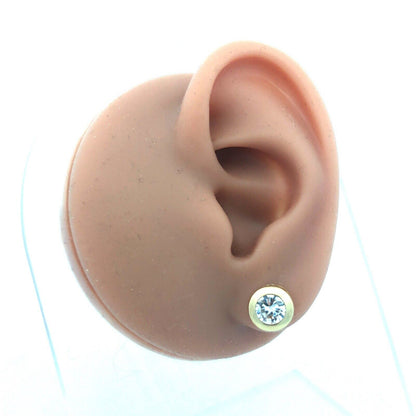 Jacmel Mauritius JCM 14K Yellow Gold Diamonique CZ Statement Stud Earrings