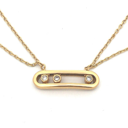 Designer Pacha 18K Yellow Gold Diamond Bar Double Oval Link Chain Necklace