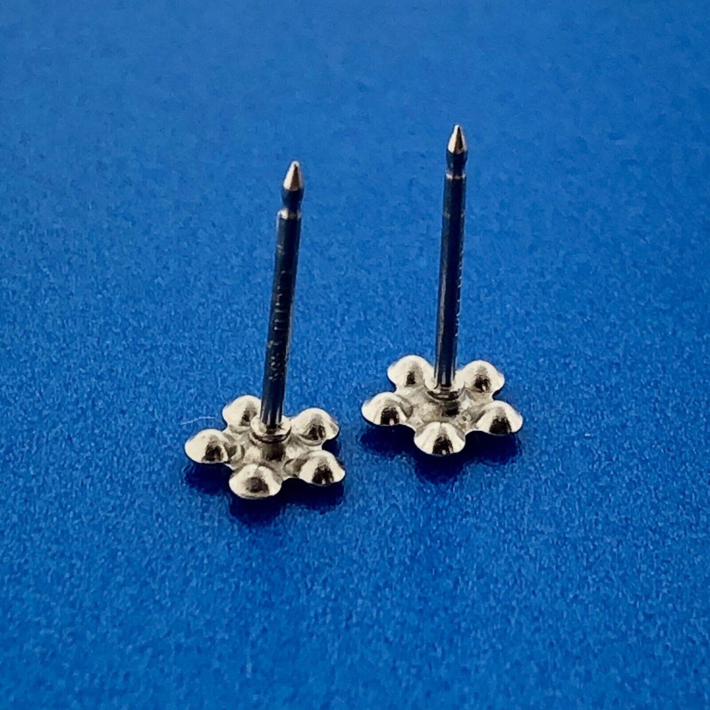 Vintage 14K White Gold Rhinestone Petite Flower Starter Stud Earrings
