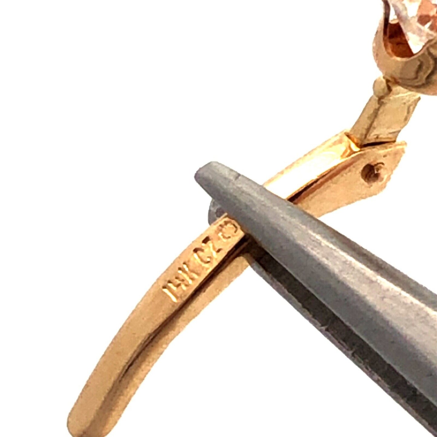 14K Yellow Gold Round Cubic Zirconia CZ Leverback Hook Earrings