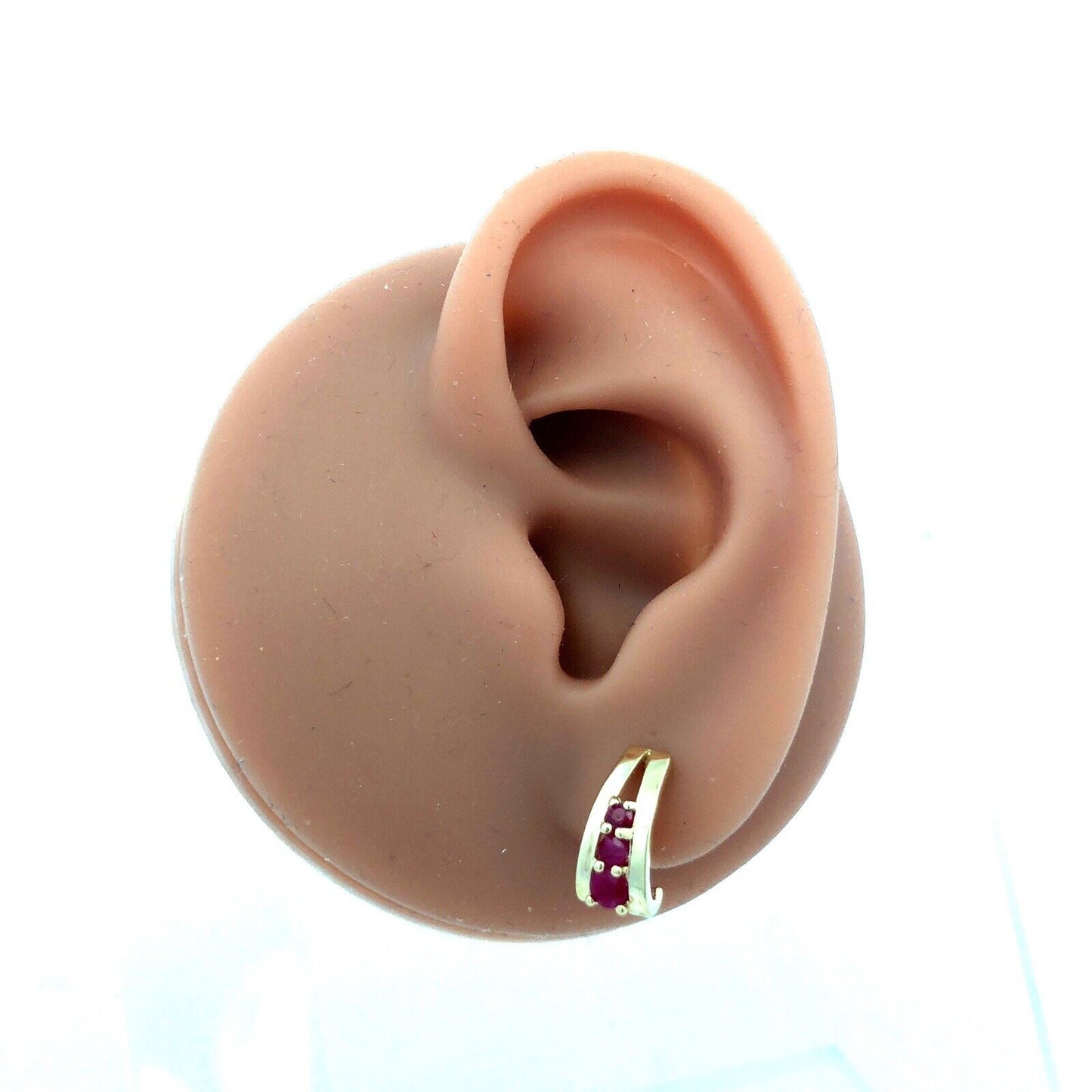 Designer Mexico 14K Yellow Gold Round Ruby Drop Stud Earrings