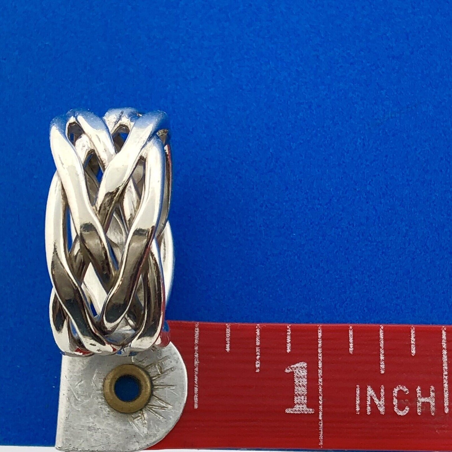 Retro Mexico 925 Sterling Silver Woven Basket Weave Wide Cigar Band Ring