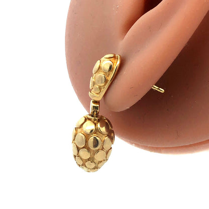 John Hardy 18K Yellow Gold Dot Pebbled Statement Drop Dangle Earrings