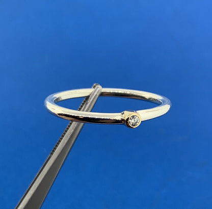 Sterling Silver 925 Diamond Solitaire Stackable Band Size 10.25 Ring