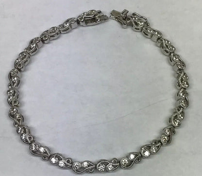 Tacori Sterling Silver 925 Cubic Zirconia CZ Open Scroll Link Tennis Bracelet