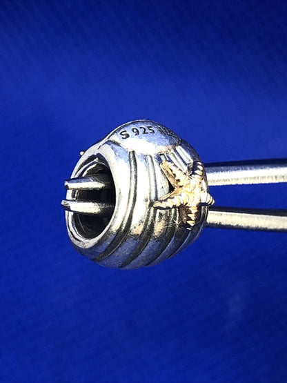 PANDORA ALE Two-Toned 925 Sterling 14K Gold Seashell Starfish Bead Charm 790249