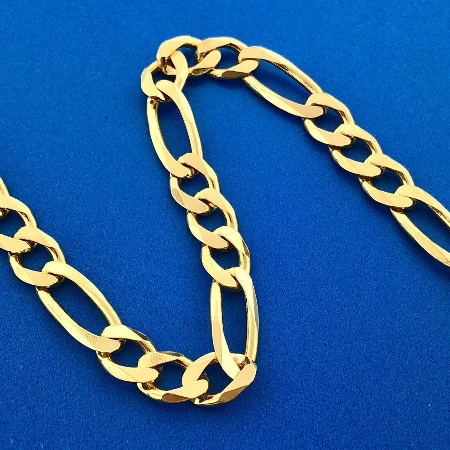 Milor Italy 925 Sterling Silver Vermeil Gold Tone Unisex Figaro Link Bracelet