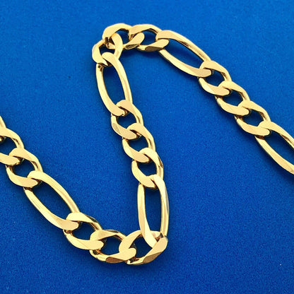 Milor Italy 925 Sterling Silver Vermeil Gold Tone Unisex Figaro Link Bracelet